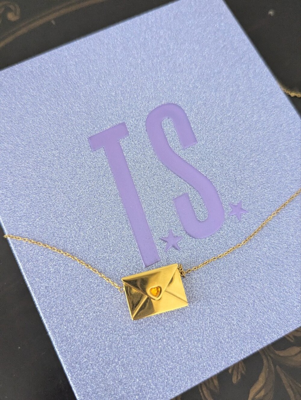 Taylor Swift Life of a Showgirl - It's Rapturous Gold Envelope Necklace